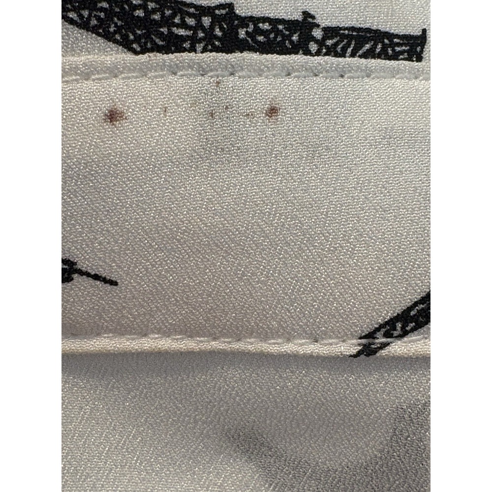 Karl Lagerfeld White Long Sleeve Button-Up Shirt Black Eiffel Tower Print - Picture 6 of 8